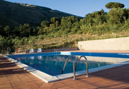 panoramic photo of the pool farmhouse of holy worship in the natural park of the madonie